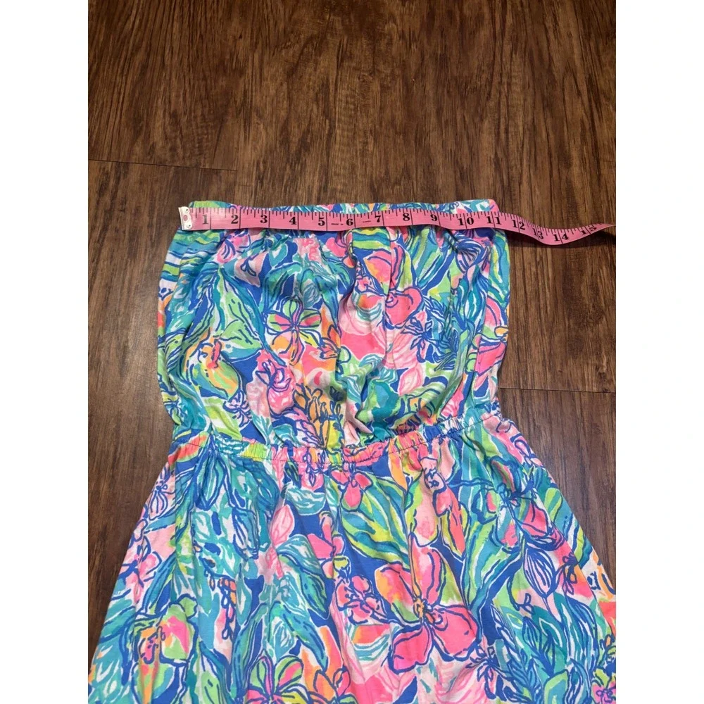 Lilly Pulitzer Strapless Smocked Mini Dress Tropical Floral XS Vacation Resort - Picture 2 of 7